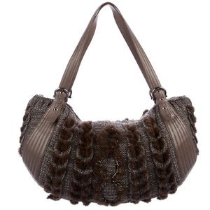 48 hour sale! Pristine! FERRAGAMO Leather & Mink Balena  Bag